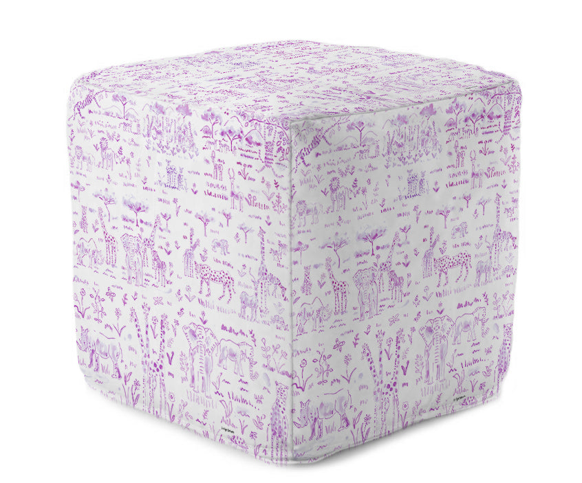 Bean Bag Cube - Animalia Lavender Shop All, Cubes MWW 