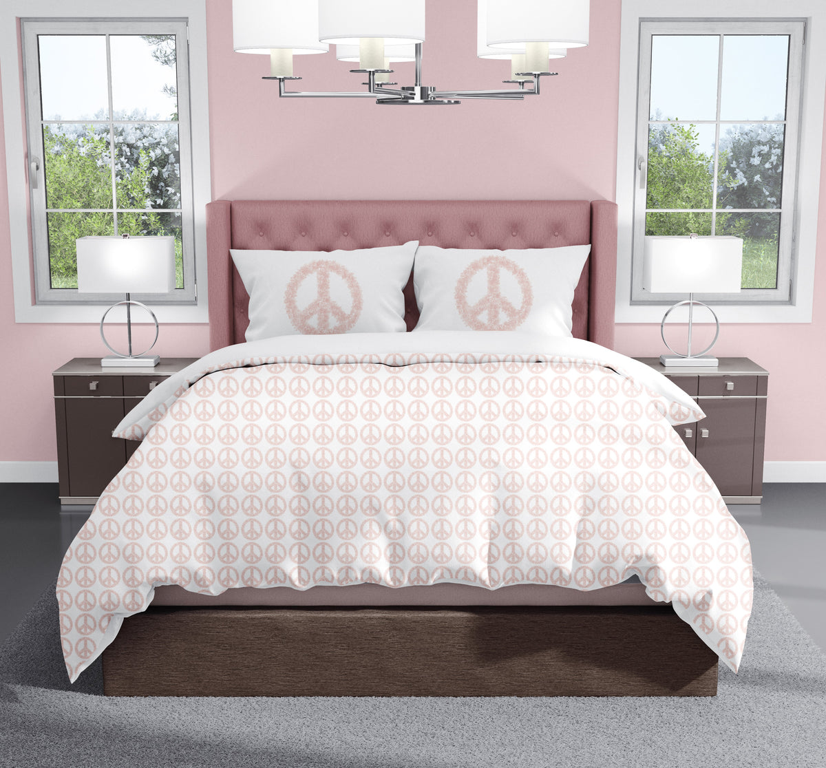 Duvet - Peace Light Pink Bedding, Duvets MWW Full/Queen 