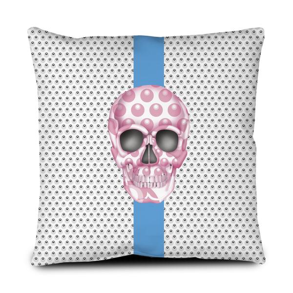 Floor Pillow - Skull Luna Stripe Nero/Pink throw LeighDeux, LLC 